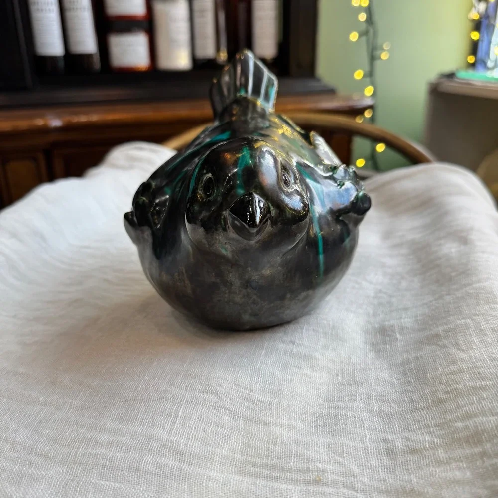 Decorative Ceramic Bird Figurine Teal Glaze Vintage Style Home Decor‎ Accent